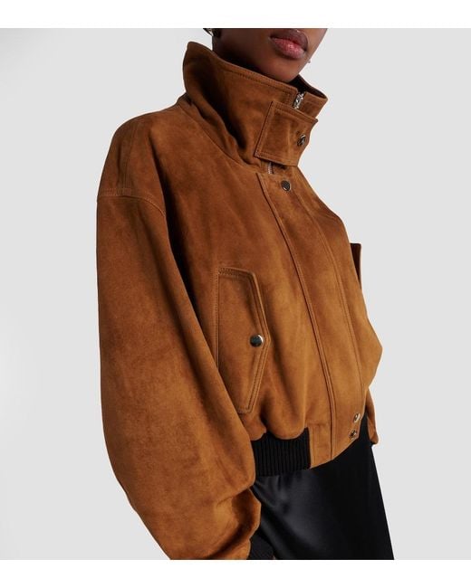 Nour Hammour Brown Briar Suede Bomber Jacket