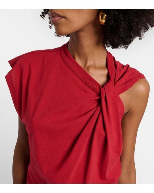 Isabel Marant Red Naydagz Draped Cotton Jersey Top