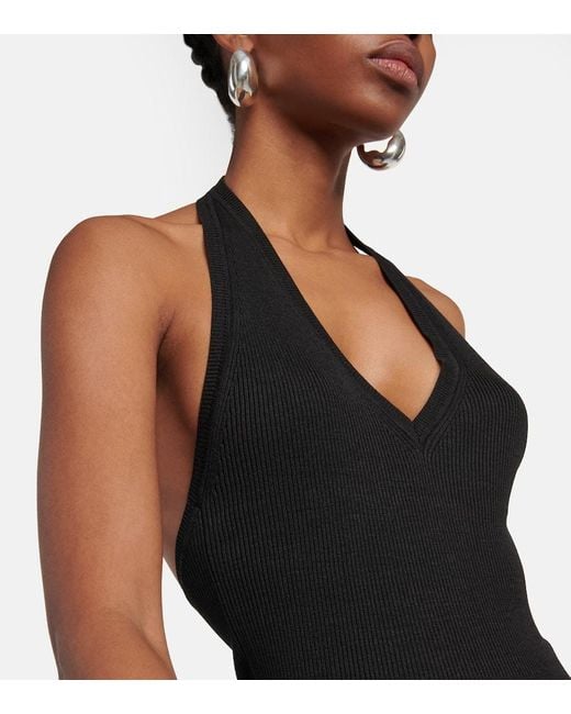 Top Ivey De Seda Con Cuello Halter Nili Lotan de color Black