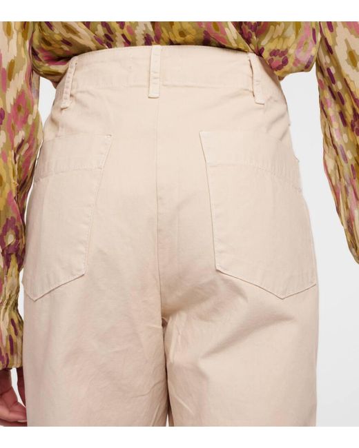Pantaloni cropped a gamba larga Mya in cotone di Velvet in Natural
