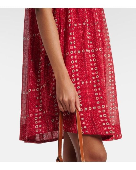 Isabel Marant Red Leazali Printed Cotton Minidress