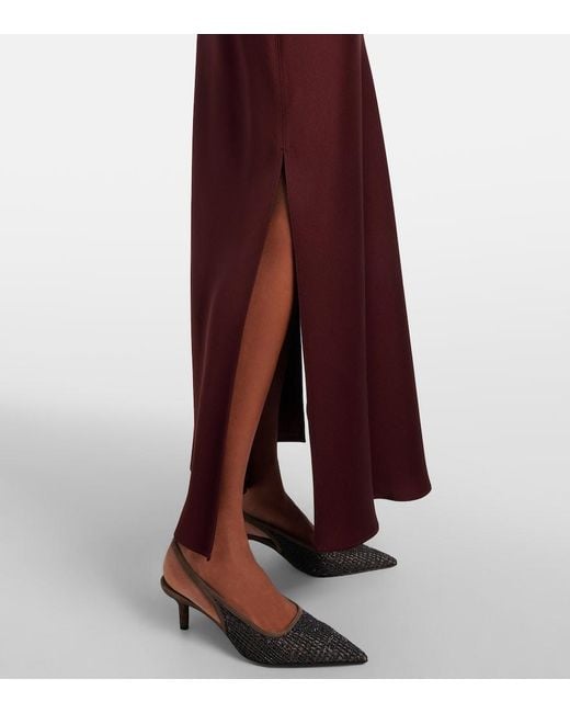 Brunello Cucinelli Purple Satin Maxi Skirt