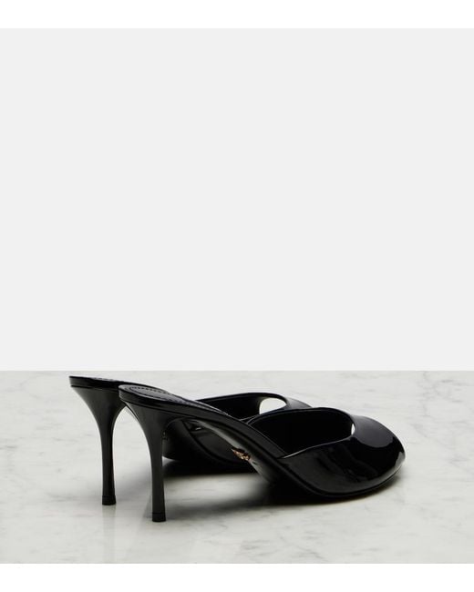 Dolce & Gabbana Black Keira Patent Leather Mules