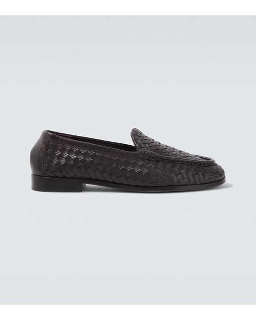 Bottega Veneta Black Silenzio Intrecciato Leather Loafers for men