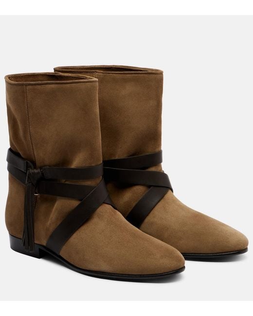 Isabel Marant Brown Rejen Leather-Trimmed Suede Ankle Boots