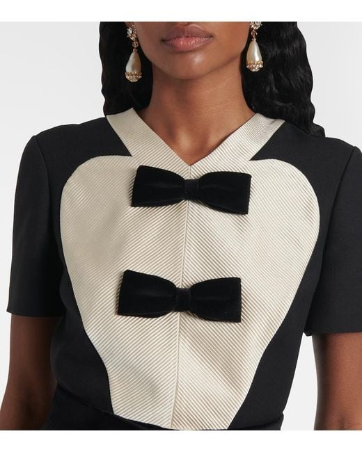 Valentino Black Crepe Couture Bow-Detail Midi Dress