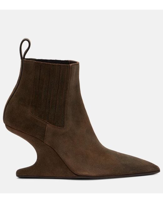 Rick Owens Brown Suede Ankle Boots