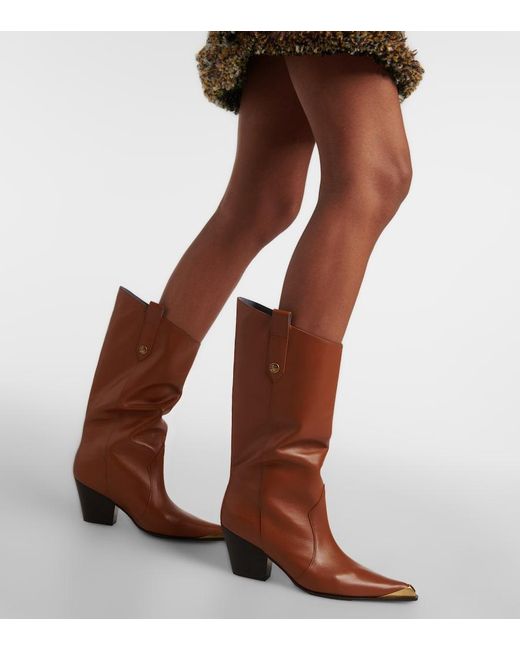 Etro Brown Leather Cowboy Boots