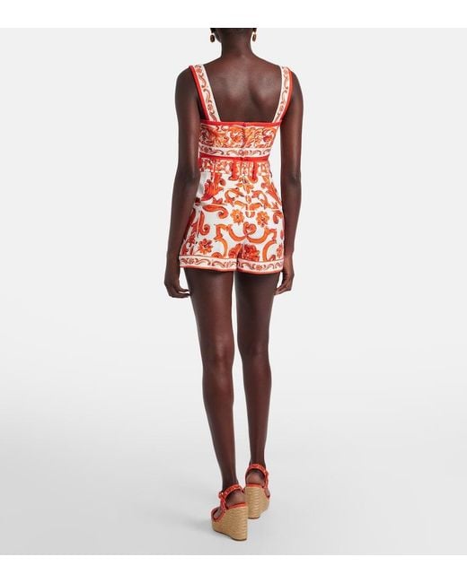 Dolce & Gabbana Red Majolica Printed Shorts
