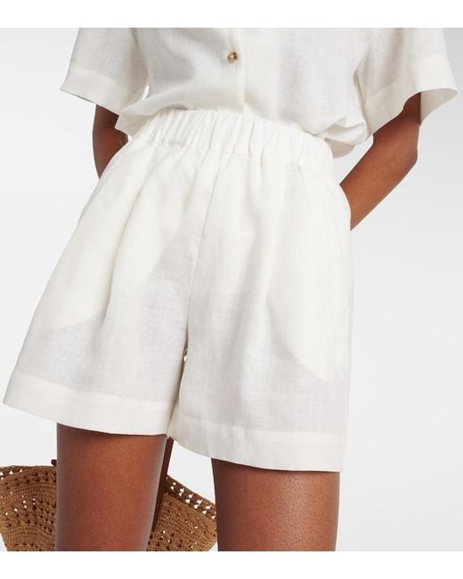 Asceno White Zurich Linen Shorts
