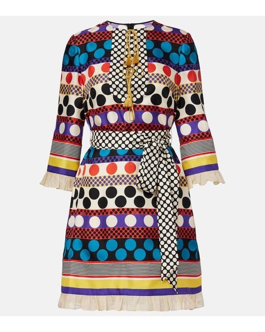 Valentino Multicolor Escape Polka-Dot Silk Minidress