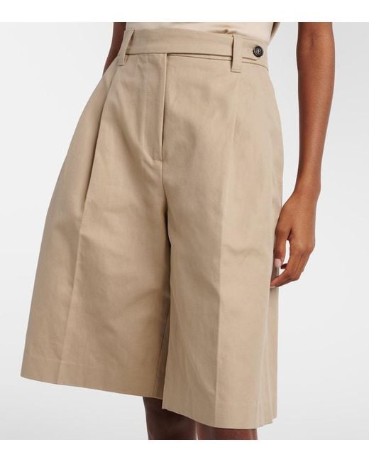Brunello Cucinelli Natural Cotton And Linen Shorts