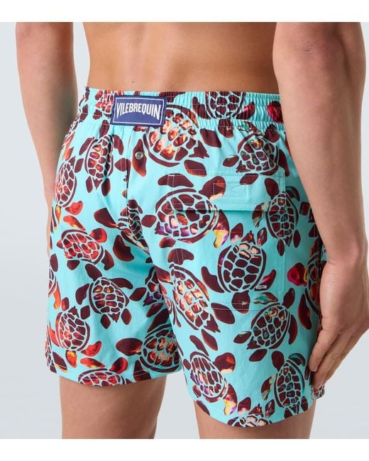 Vilebrequin Blue Moorise Printed Swim Trunks for men