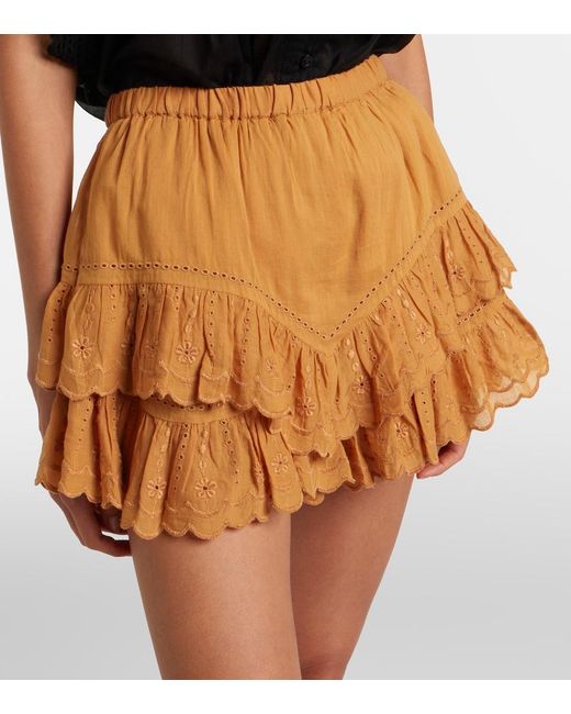 Isabel Marant Brown Jocadia Broderie Anglaise Cotton Shorts