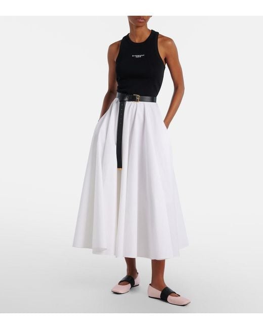 Falda Midi De Algodon Givenchy de color White