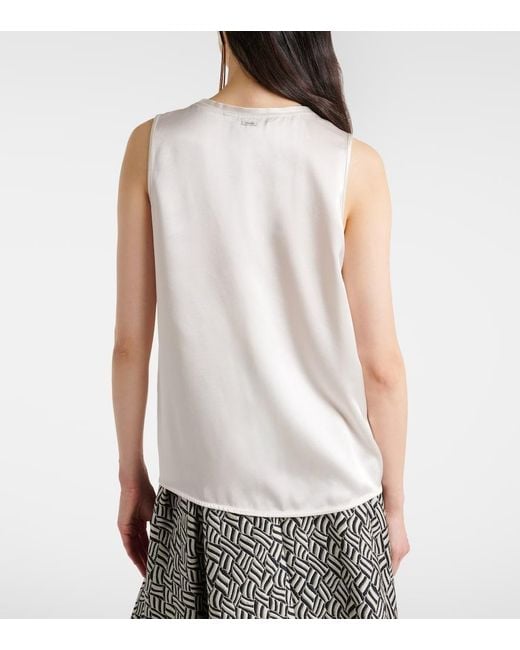 Max Mara White Estri Satin Top
