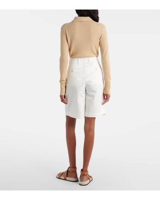 Totême  White Cotton Twill Bermuda Shorts