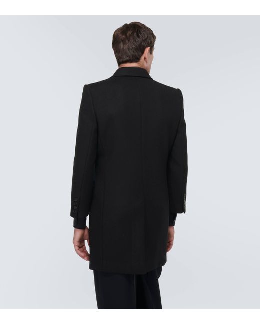 Saint Laurent Black Wool Coat for men