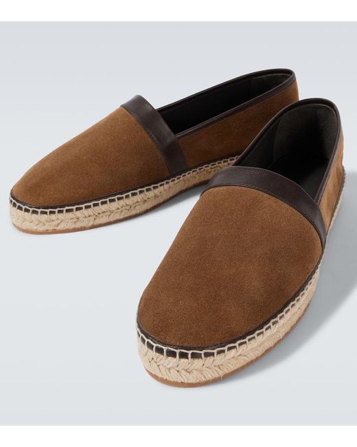 Manolo Blahnik Brown Nerano Leather-Trimmed Suede Espadrilles for men