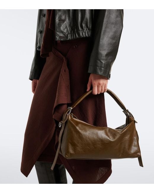Lemaire Brown Small Belted Leather Shoulder Bag