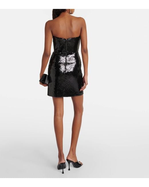 Rebecca Vallance Black Denise Sequined Strapless Minidress