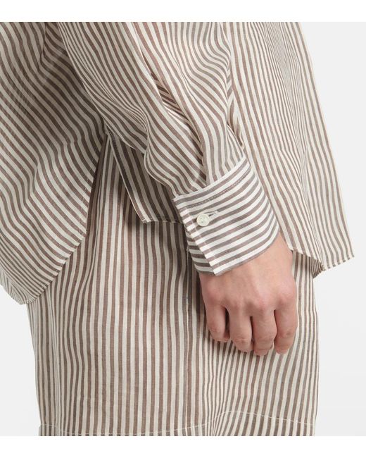 Brunello Cucinelli White Striped Linen And Silk Shirt