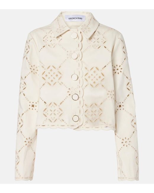 Veronica Beard Natural Cropped-Jacke Adelaide Aus Baumwolle