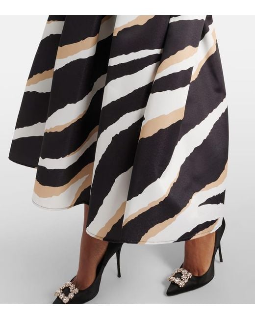 Elie Saab Black Printed Silk-Blend Midi Dress