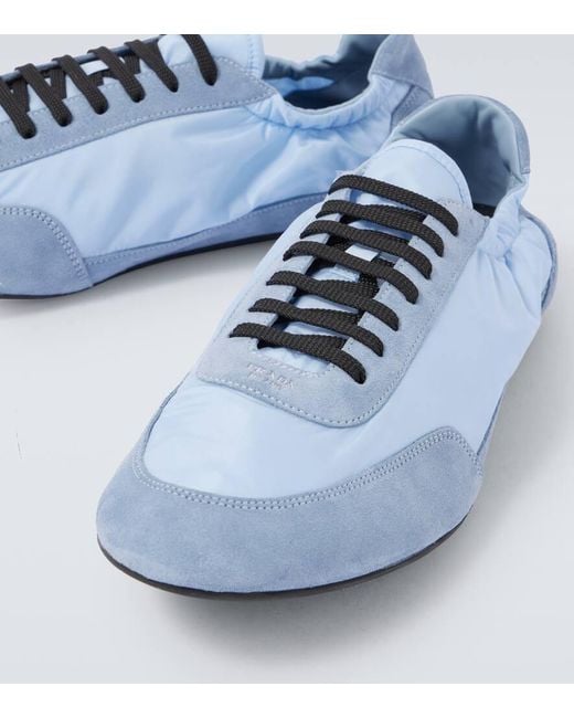 Prada Sneakers Collapse Aus Re-Nylon Und Veloursleder in Blue für Herren