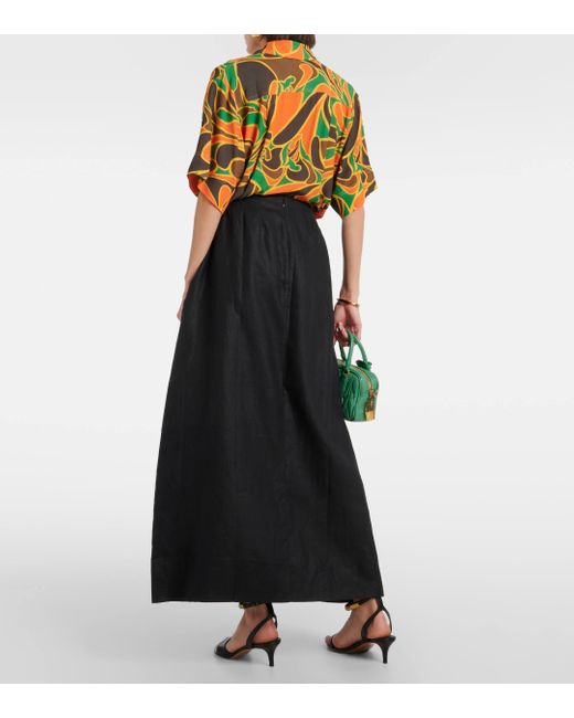 Faithfull The Brand Black Soleil Linen Maxi Skirt