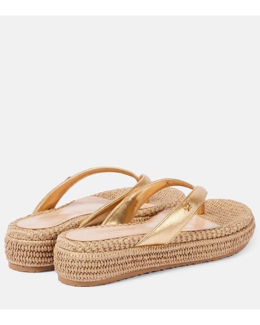 Gianvito Rossi Natural Leather Platform Espadrille Thong Sandals