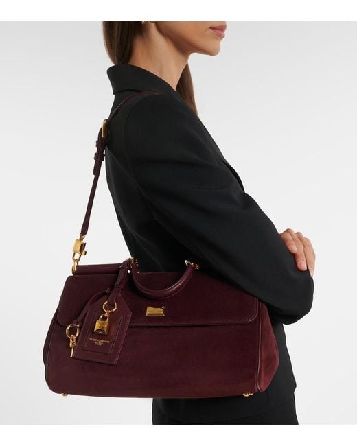 Dolce & Gabbana Purple Sicily Medium Suede Top-Handle Bag