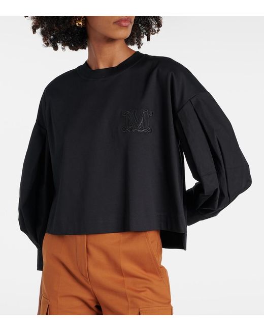 Max Mara Black Dolly Cotton Jersey And Poplin Top