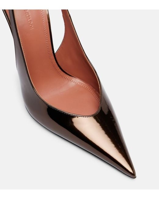 AMINA MUADDI Brown Anok 105 Mirrored Leather Slingback Pumps