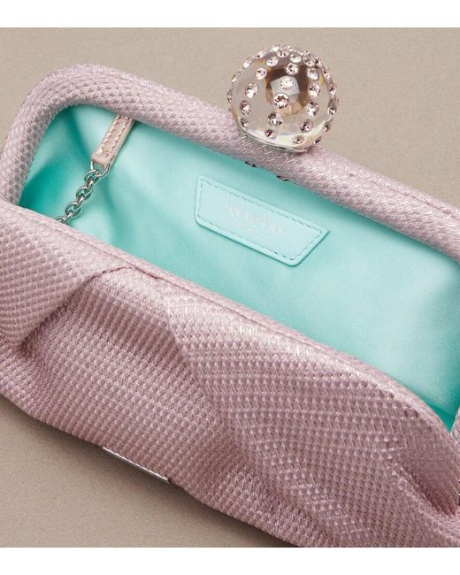Aquazzura Pink Tequila Embellished Canvas Clutch