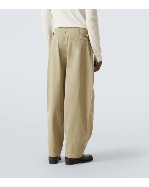 Pantalones Tapered Maxi Pleated En Sarga De Algodon Lemaire de hombre de color Natural