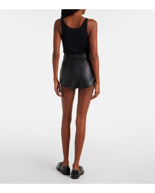 Frankie Shop Black High-Rise Shorts Loen Aus Leder