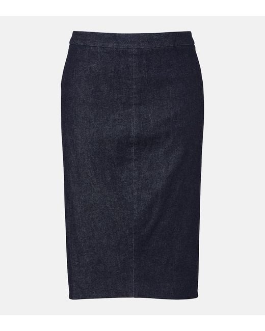 Tom Ford Blue High-Rise Denim Pencil Skirt