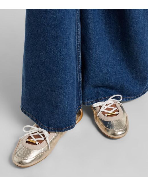 Chloé Natural Kick Metallic Leather Flats
