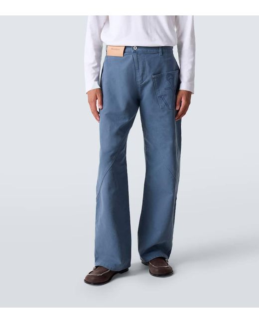 J.W. Anderson Blue Twisted Cotton Canvas Wide-Leg Pants for men
