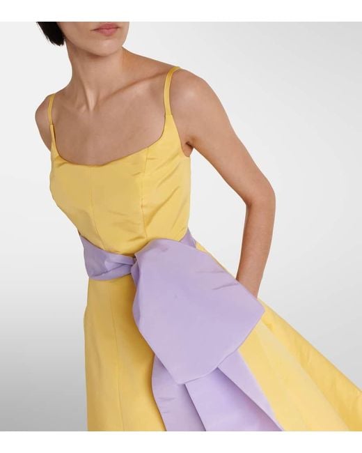 Vestido de fiesta de faya de seda Carolina Herrera de color Yellow