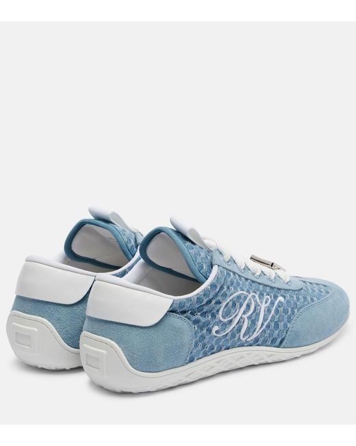 Roger Vivier Blue Viv' Suede-Trimmed Sneakers