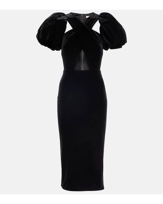 Christopher Kane Black Wrap Velvet Midi Dress