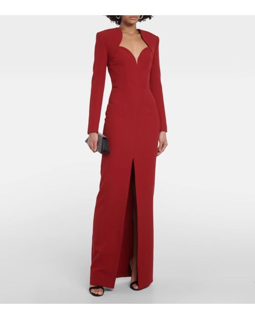 Safiyaa Red Trixie Embellished Crepe Gown