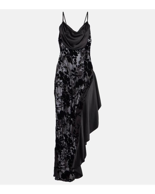 Rodarte Black Asymmetrical Bias Slip Dress