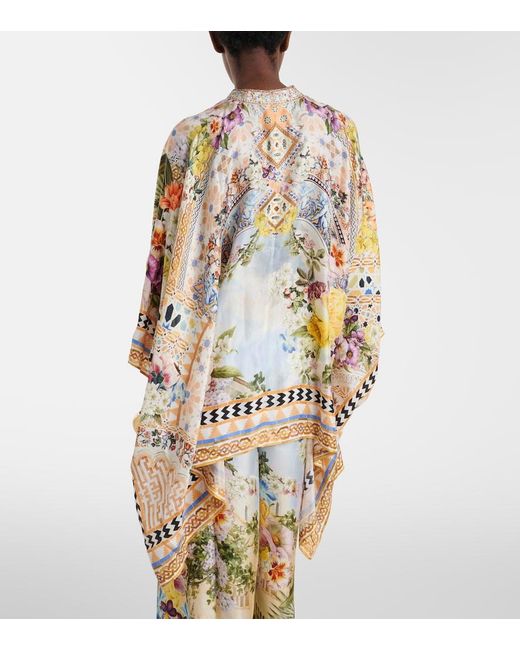 Camilla Metallic Embellished Printed Silk Blouse
