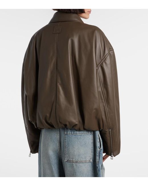 Loewe Brown Cropped Leather Biker Jacket