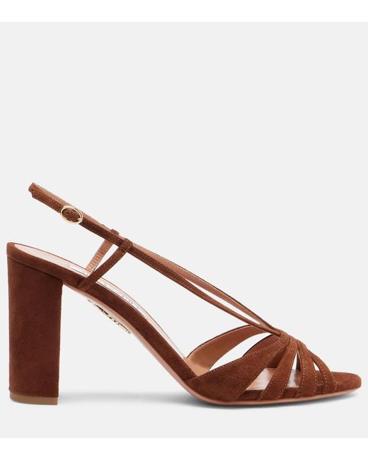 Aquazzura Brown Aimee 85 Suede Sandals