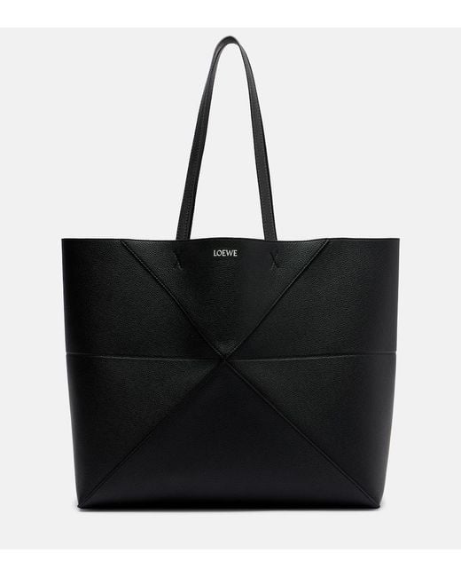 Loewe Black Puzzle Fold Large Leather Tote Bag