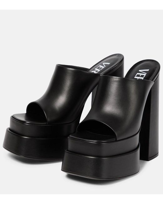 Versace Black Leather Platform Sandals